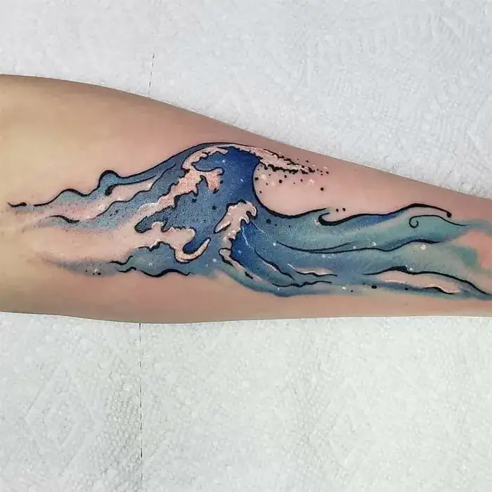 Watercolor wave tattoo Drop Dead Tattoo Savannah