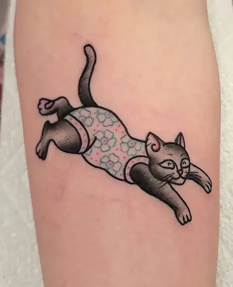 Cat neotraditional tattoo Drop Dead Tattoo Savannah GA