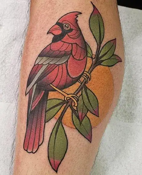 Traditional cardinal bird tattoo Drop Dead Tattoo GA