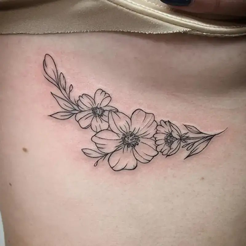 Fine line wildflower tattoo Lusiana Morales Savannah
