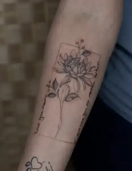 Fine line botanical tattoo by Savannah Artz Savannah GA
