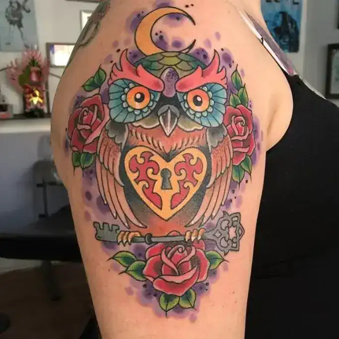 Colorful owl Savannah Ink Georgia
